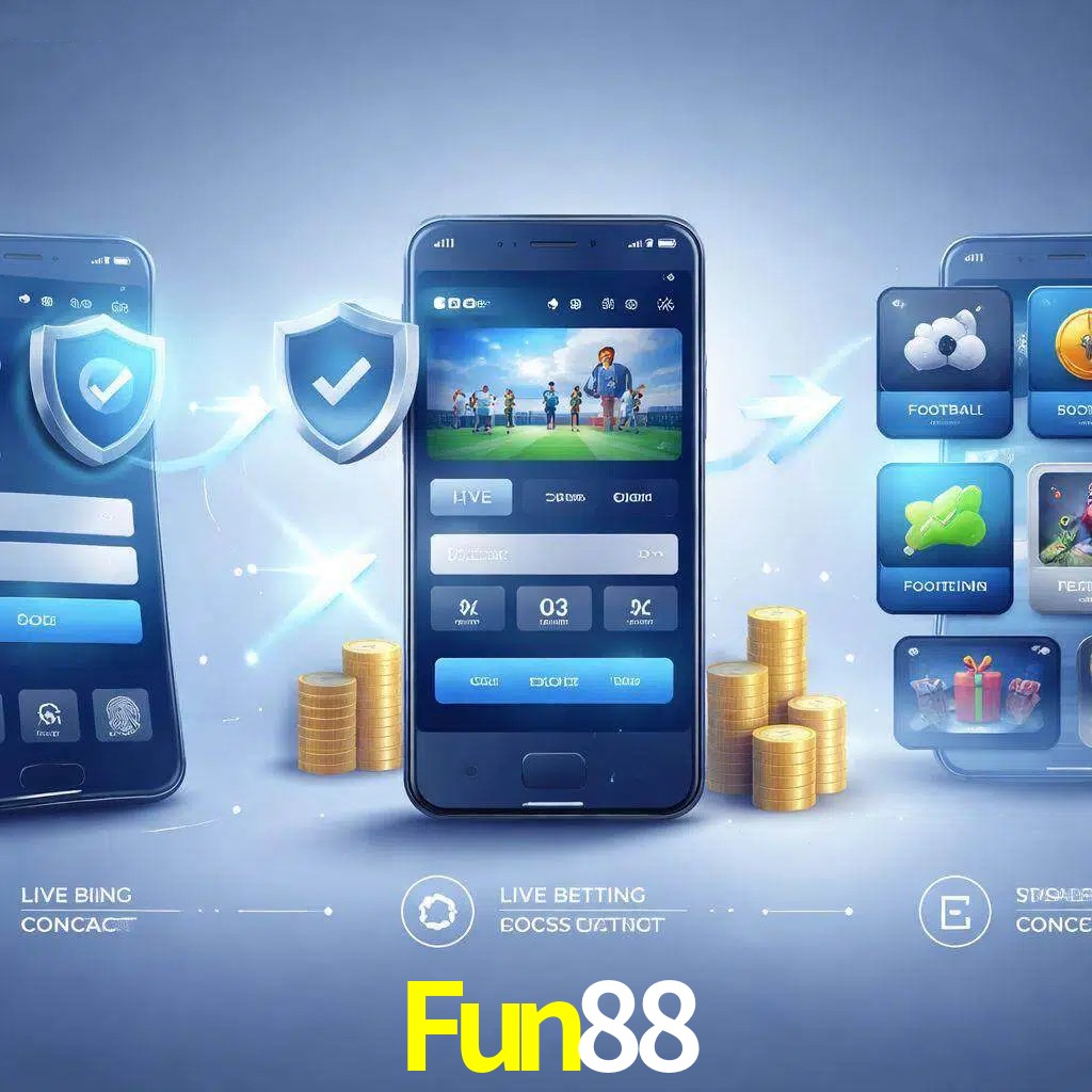 Pasos de acceso a la app Fun88 en pantalla de teléfono móvil